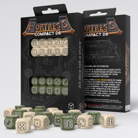 FORTRESS COMPACT D6 DICE SET: BEIGE & OLIVE