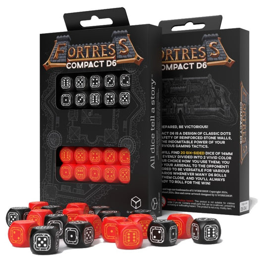 FORTRESS COMPACT D6 DICE SET: BLACK & RED