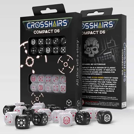 CROSSHAIRS COMPACT D6 DICE SET: BLACK & PEARL