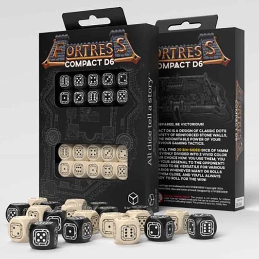 FORTRESS COMPACT D6 DICE SET: BLACK & BEIGE