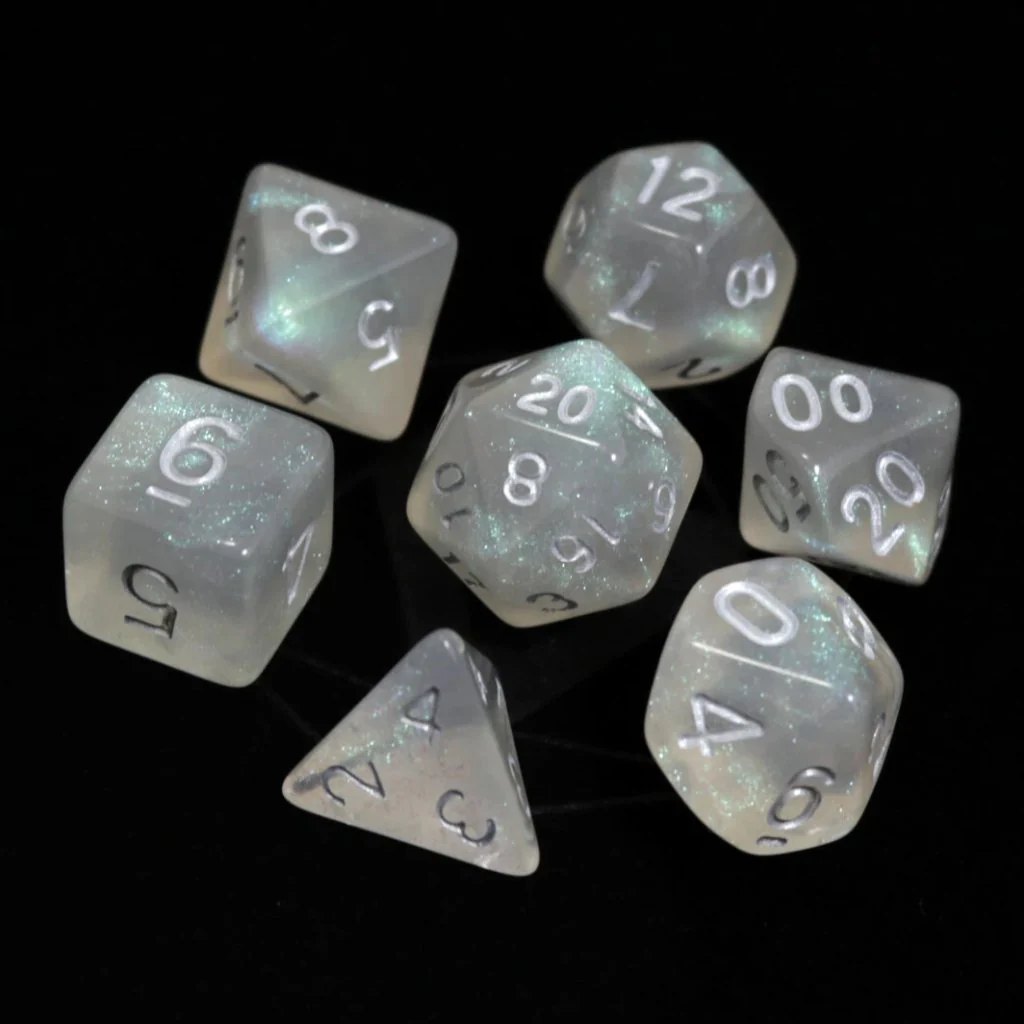GLACIAL MOONSTONE 7 DICE SET