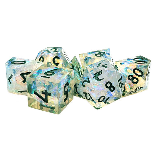 GREEN ICE: SHARP EDGED 7PC DICE SET