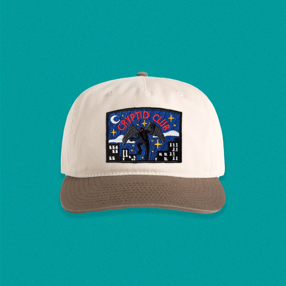 MOTHMAN CRYPTID CLUB 5-PANEL FLOPPY CAP - BLACK/WHITE