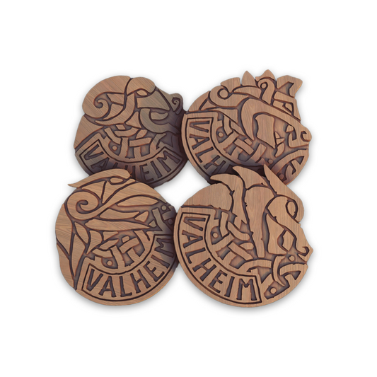 VALHEIM WOODEN BEER COASTERS
