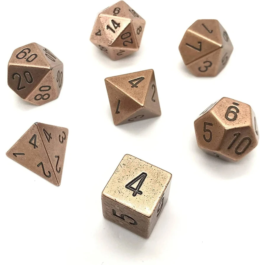 SOLID METAL POLY DICE SET (7)