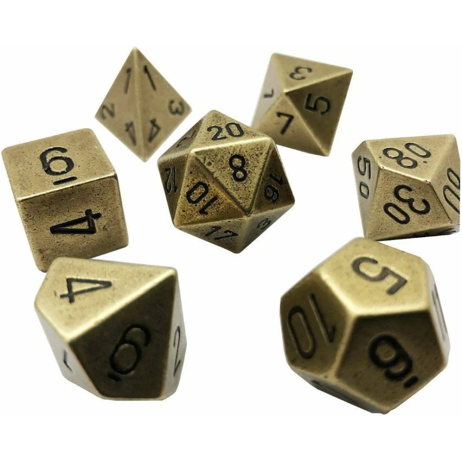 SOLID METAL POLY DICE SET (7)