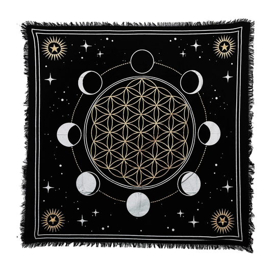 GOLD MOON PHASES BANDANA OR ALTAR CLOTH