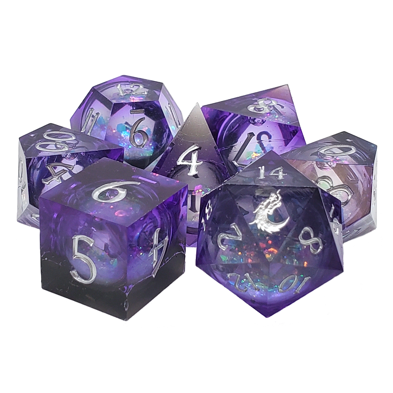 DARK COSMOS FURY: SHARP EDGED LIQUID INFUSED 7PC DICE SET