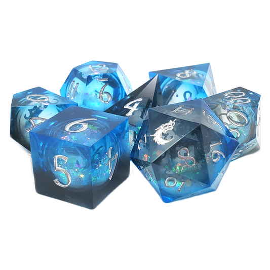 MIDNIGHT FURY: SHARP EDGED LIQUID INFUSED 7PC DICE SET