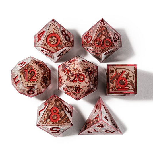 DISPEL RED JADE 7PC DICE SET