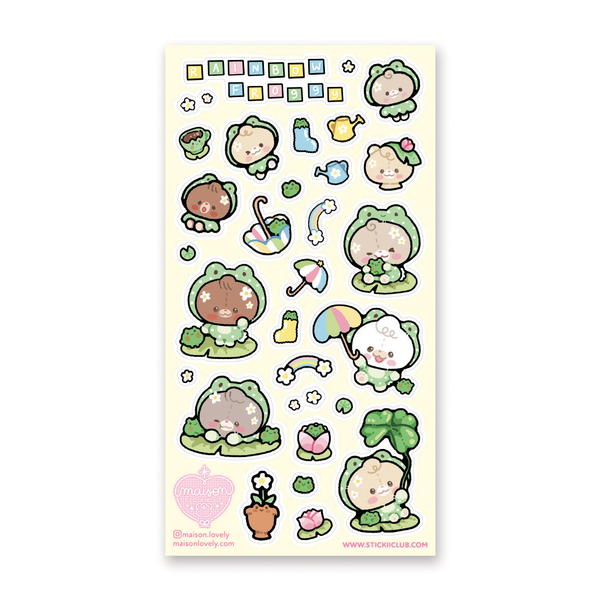 RAINBOW FROGGY STICKER SHEET