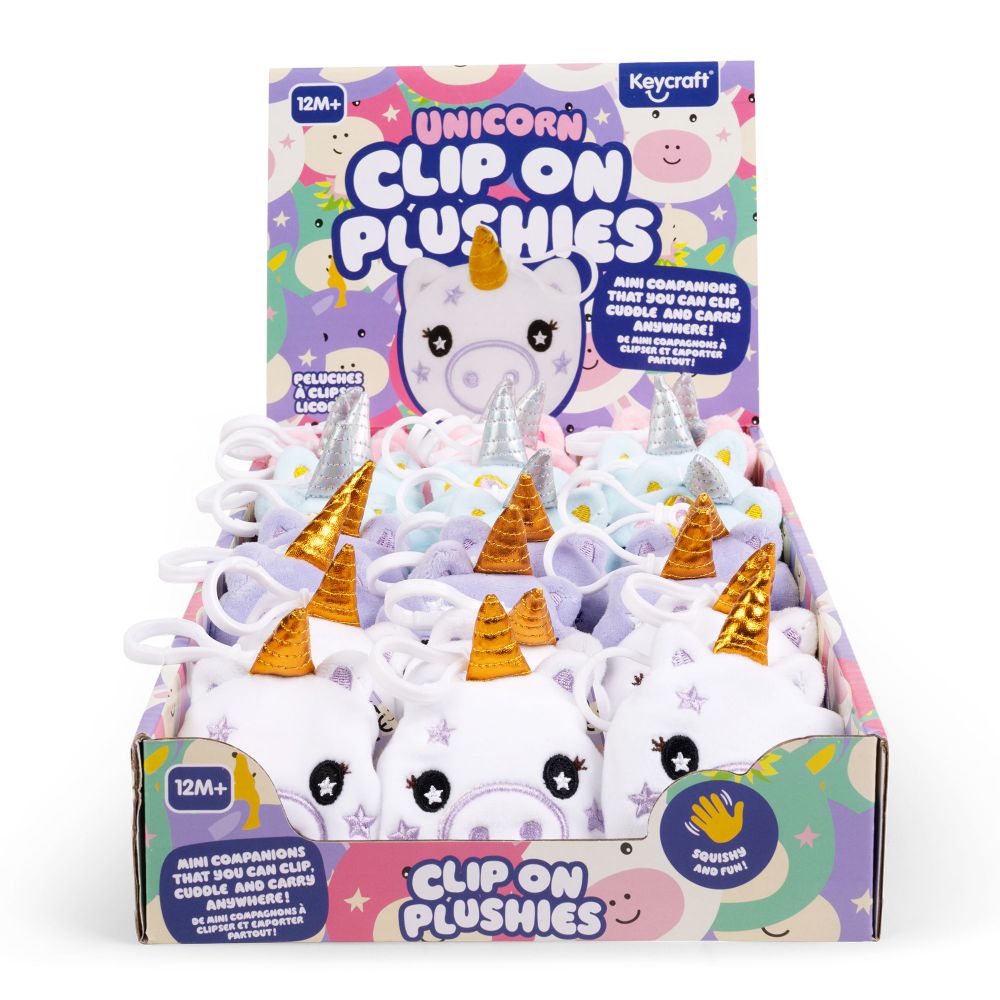 UNICORN CLIP ON PLUSHIES (CLIP AND CUDDLE)