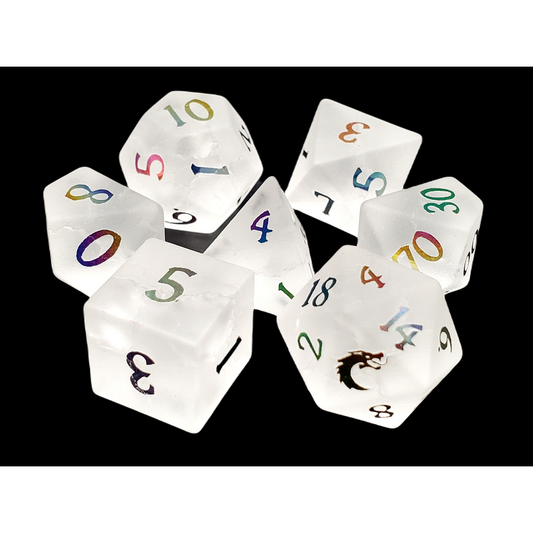 MOONSTONE W/ SPECTRAL 7 PC GEMSTONE DICE SET