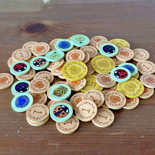 A WILD VENTURE WOODEN TOKENS