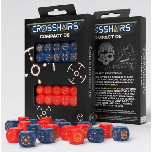CROSSHAIRS COMPACT D6 DICE SET: COBALT & RED