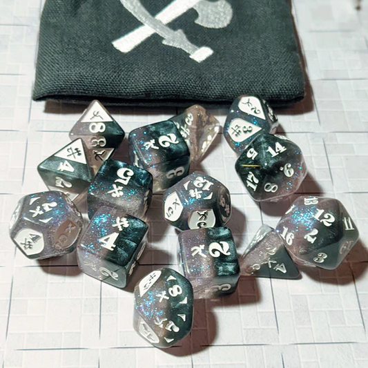 SLASHING DAMAGE DICE (14) GLIMMER WHITE/GREY