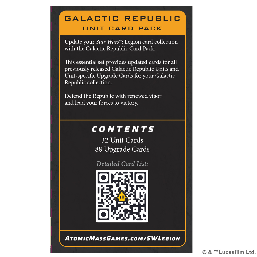 STAR WARS LEGION: GALACTIC REPUBLIC CARD PACK