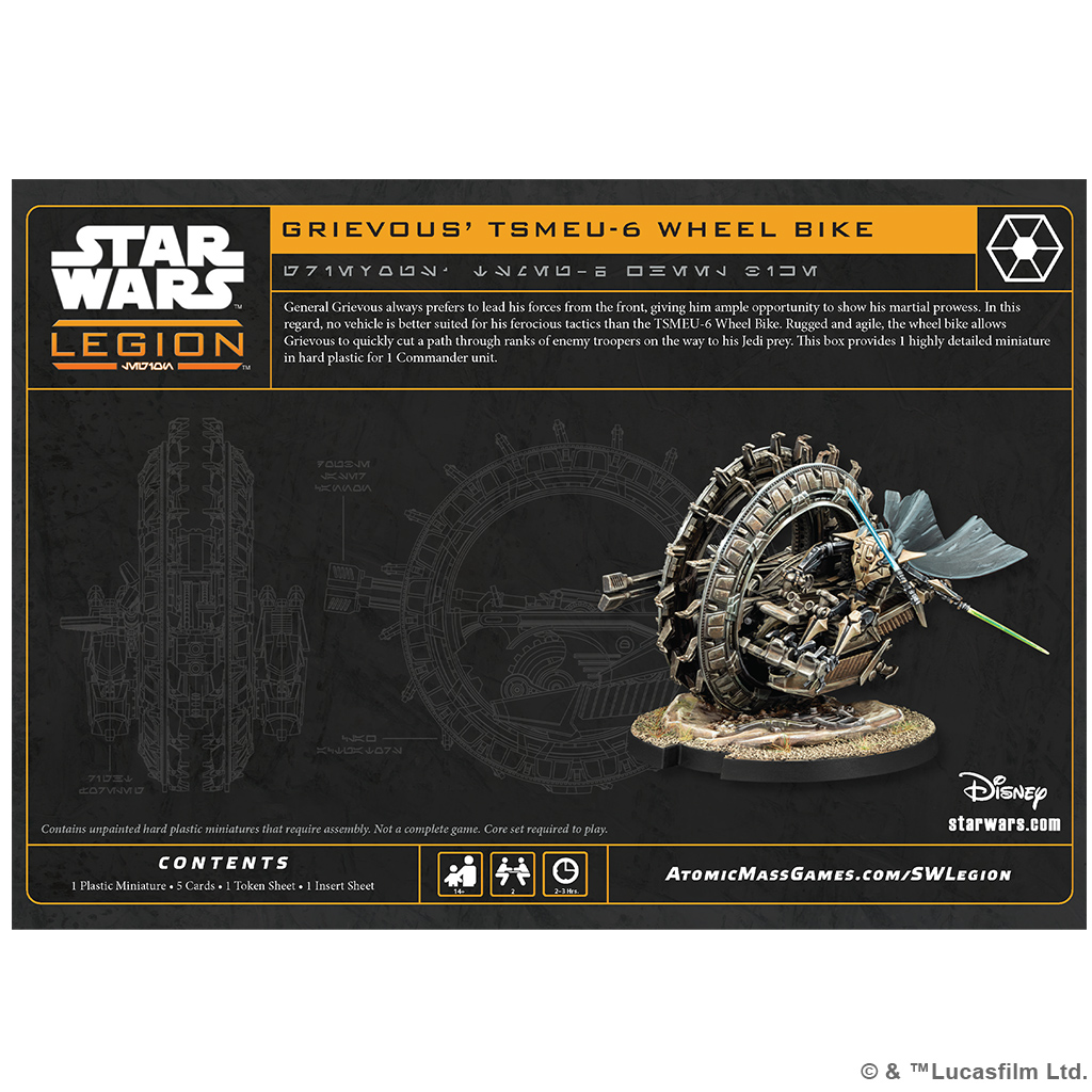 STAR WARS LEGION GENERAL GRIEVOUS' TSMEU-6 WHEEL BIKE