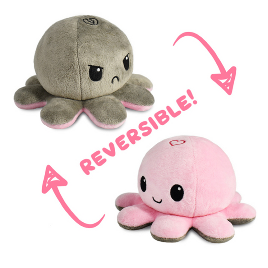 REVERSIBLE OCTOPUS PLUSH PINK/GREY