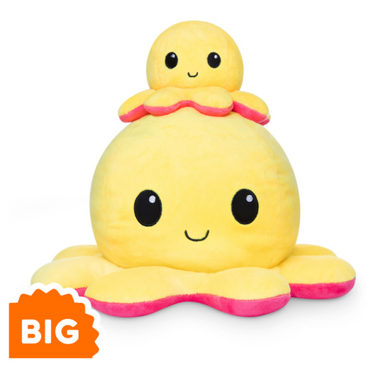 BIG REVERSIBLE OCTOPUS PLUSH RED/YELLOW