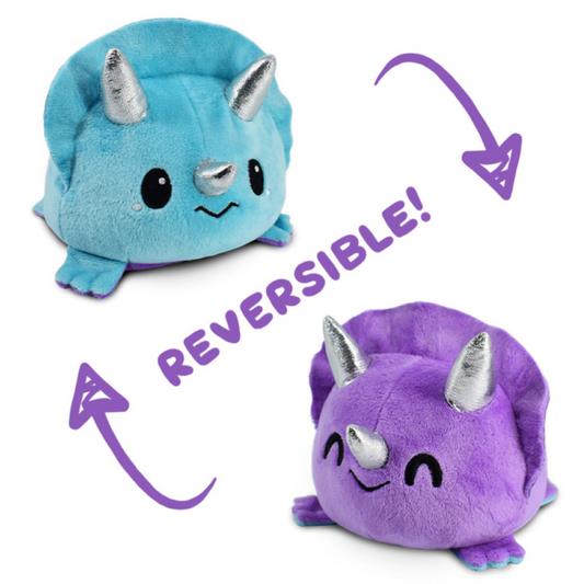 REVERSIBLE TRICERATOPS PLUSH BLUE/PURPLE