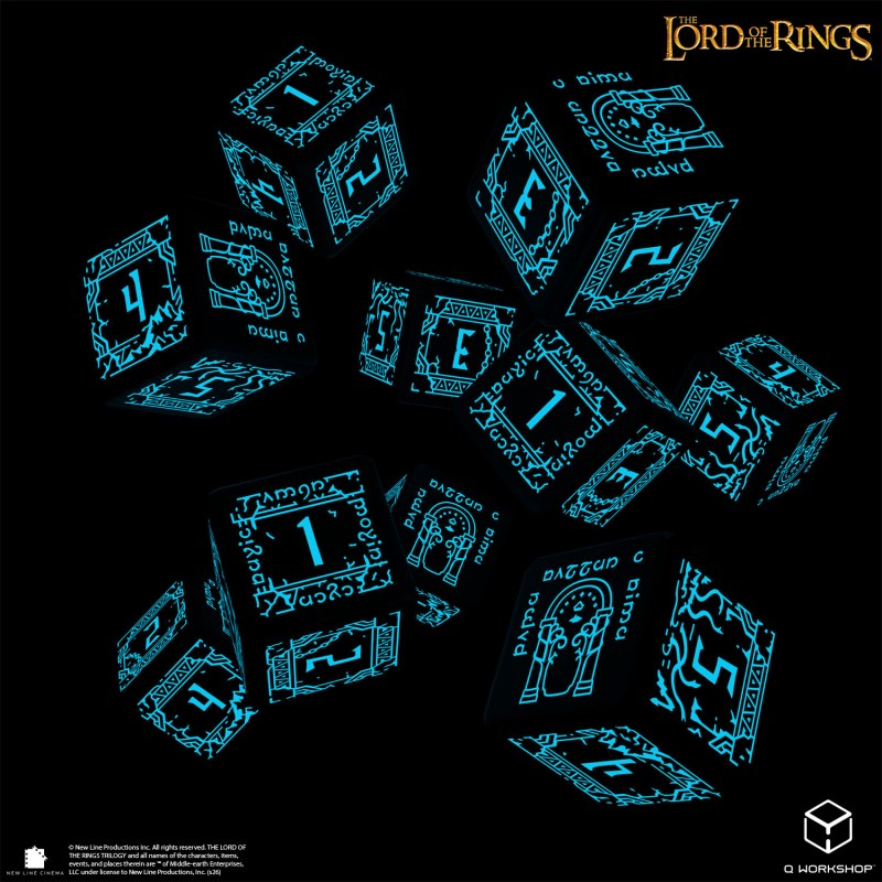 LORD OF THE RINGS 10 D6 DICE SET MORIA GLOW IN THE DARK