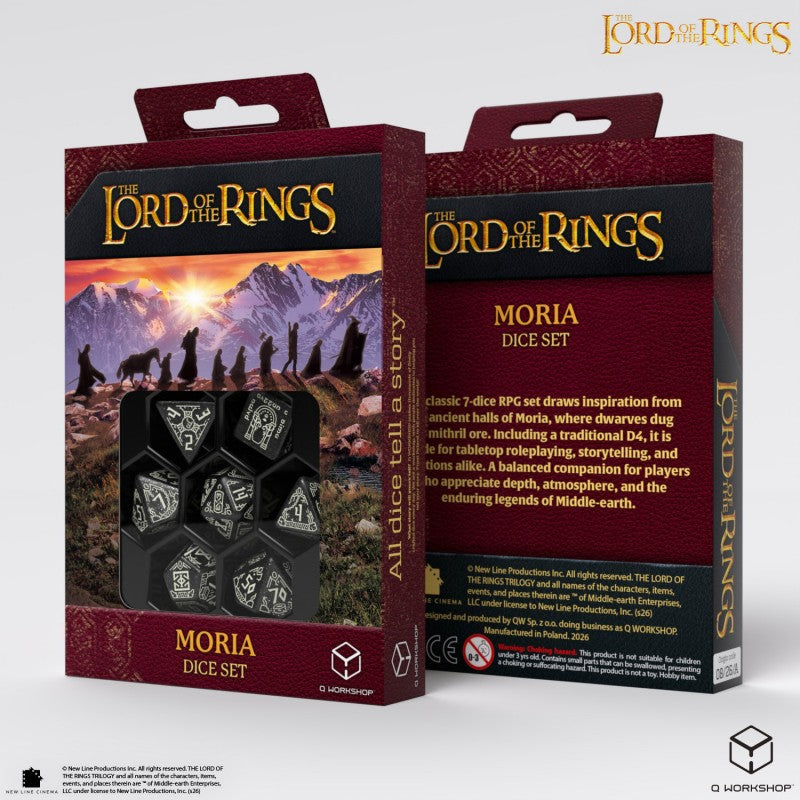 LORD OF THE RINGS 7 PC DICE SET MORIA GLOW IN THE DARK