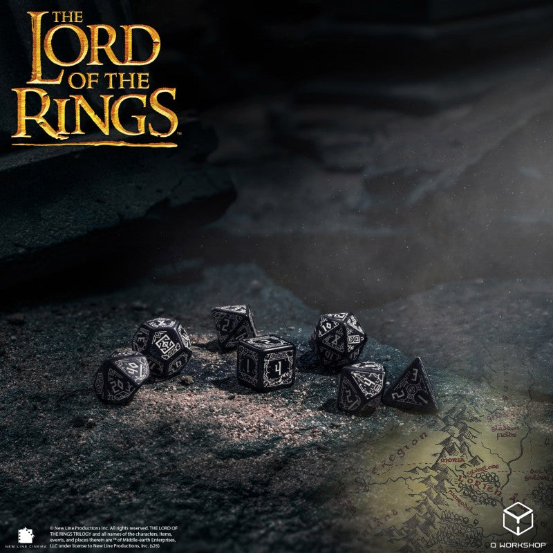 LORD OF THE RINGS 7 PC DICE SET MORIA GLOW IN THE DARK
