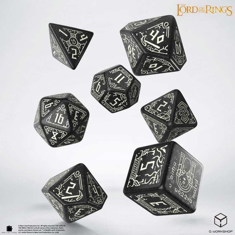 LORD OF THE RINGS 7 PC DICE SET MORIA GLOW IN THE DARK