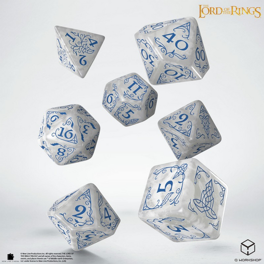 LORD OF THE RINGS 7 PC DICE SET RIVENDELL STONE