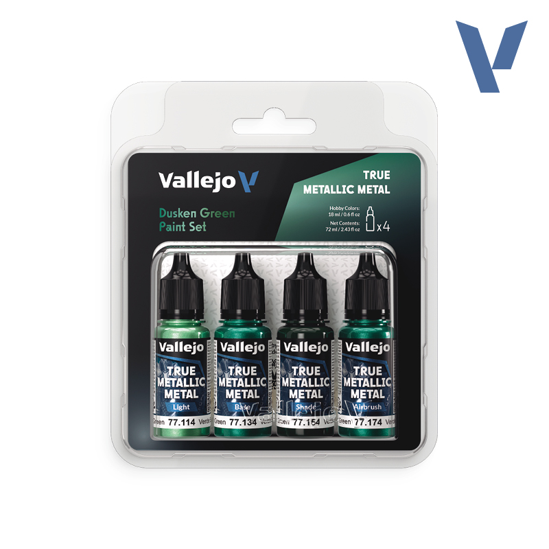 VALLEJO TRUE METALLIC METAL PAINT SET DUSKEN GREEN (4 COLORS)