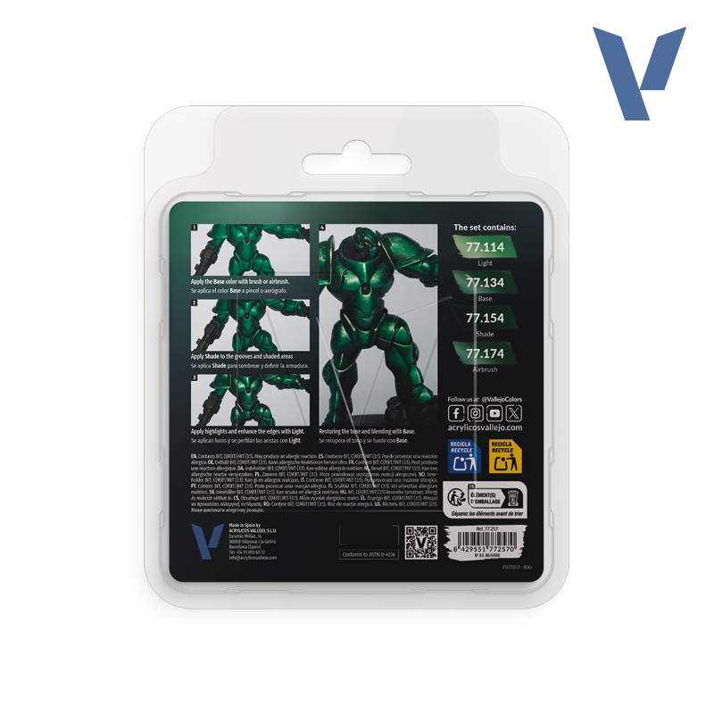 VALLEJO TRUE METALLIC METAL PAINT SET DUSKEN GREEN (4 COLORS)