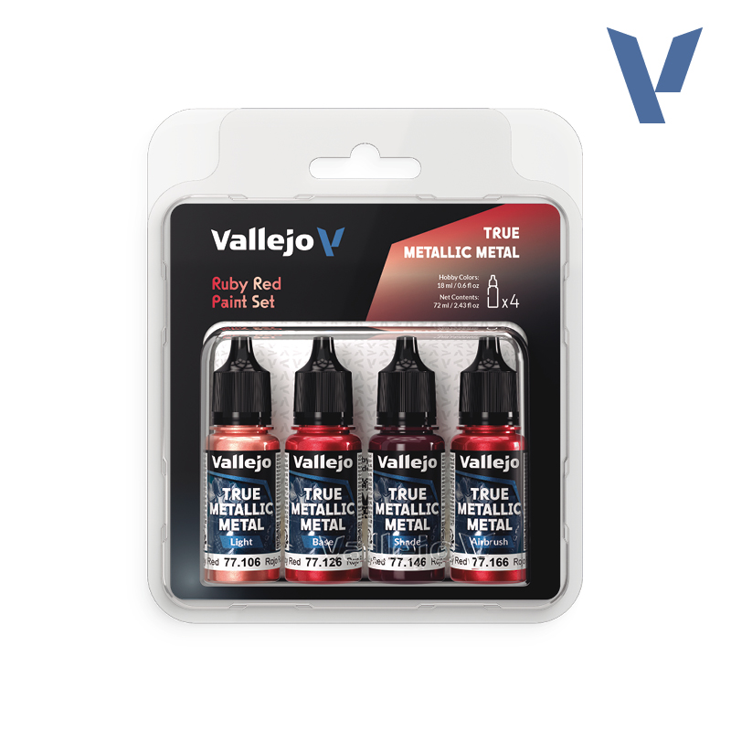 VALLEJO TRUE METALLIC METAL PAINT SET RUBY RED (4 COLORS)