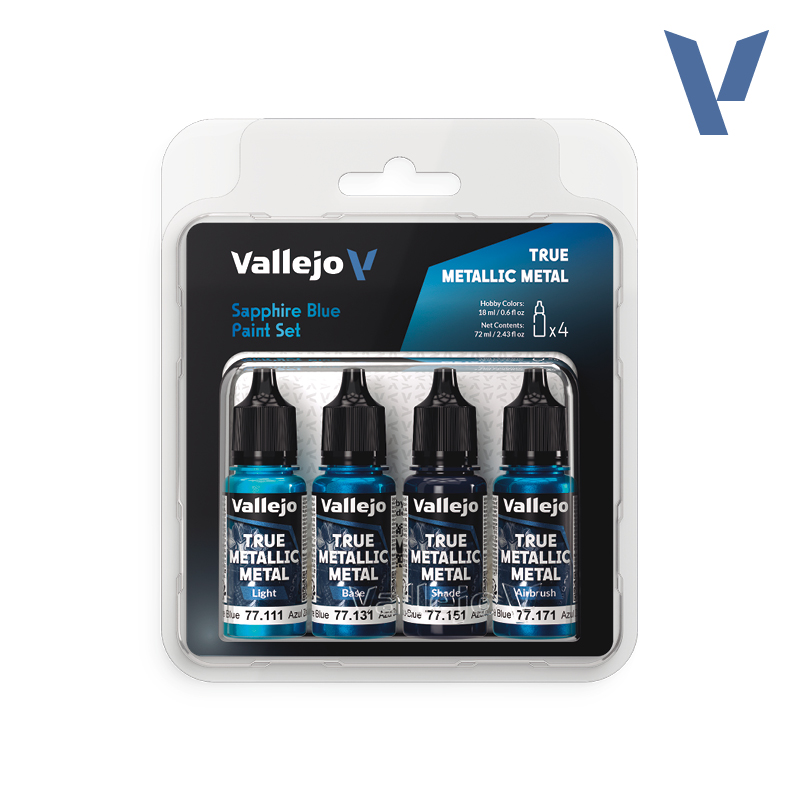 VALLEJO TRUE METALLIC METAL PAINT SET SAPPHIRE BLUE (4 COLORS)