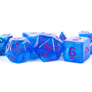 STARDUST BLUE W/PURPLE NUMBERS 7 POLY DICE SET