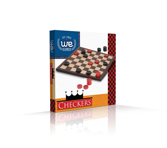 WOODEN CHECKERS- RED & BLACK