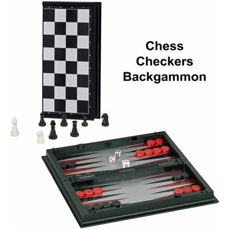 3-IN-1 CHESS, CHECKERS, BACKGAMMON COMBO TRAVEL GAMES