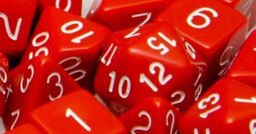RED W/WHITE OPAQUE POLY 7 DICE SET