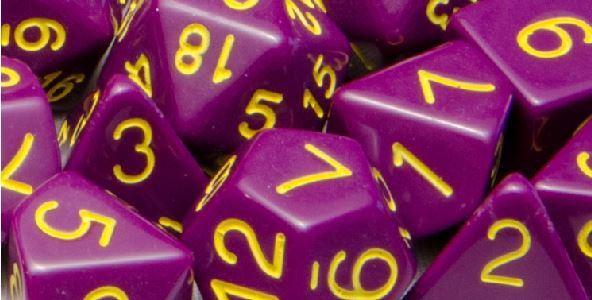OPAQUE DARK PURPLE W/ GOLD NUMBERS POLY 7 DICE SET