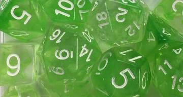 SLIME GRN W/WHT DIFFUSION POLY 7 DICE SET