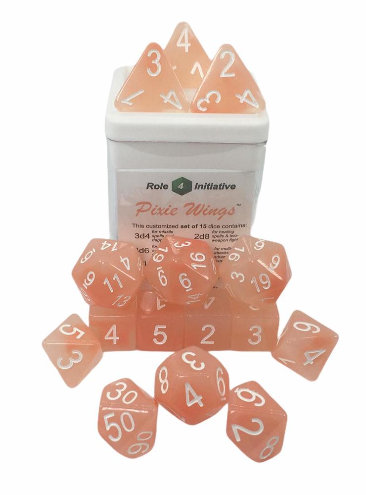 PIXIE WINGS W/WHITE POLY 15 DICE SET
