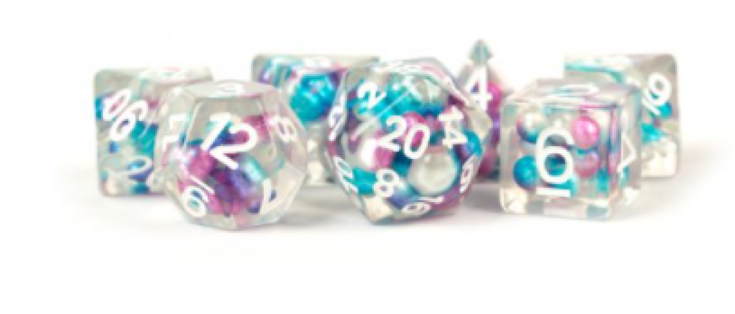 PURPLE/TEAL/WHITE PEARL 7 POLY DICE SET