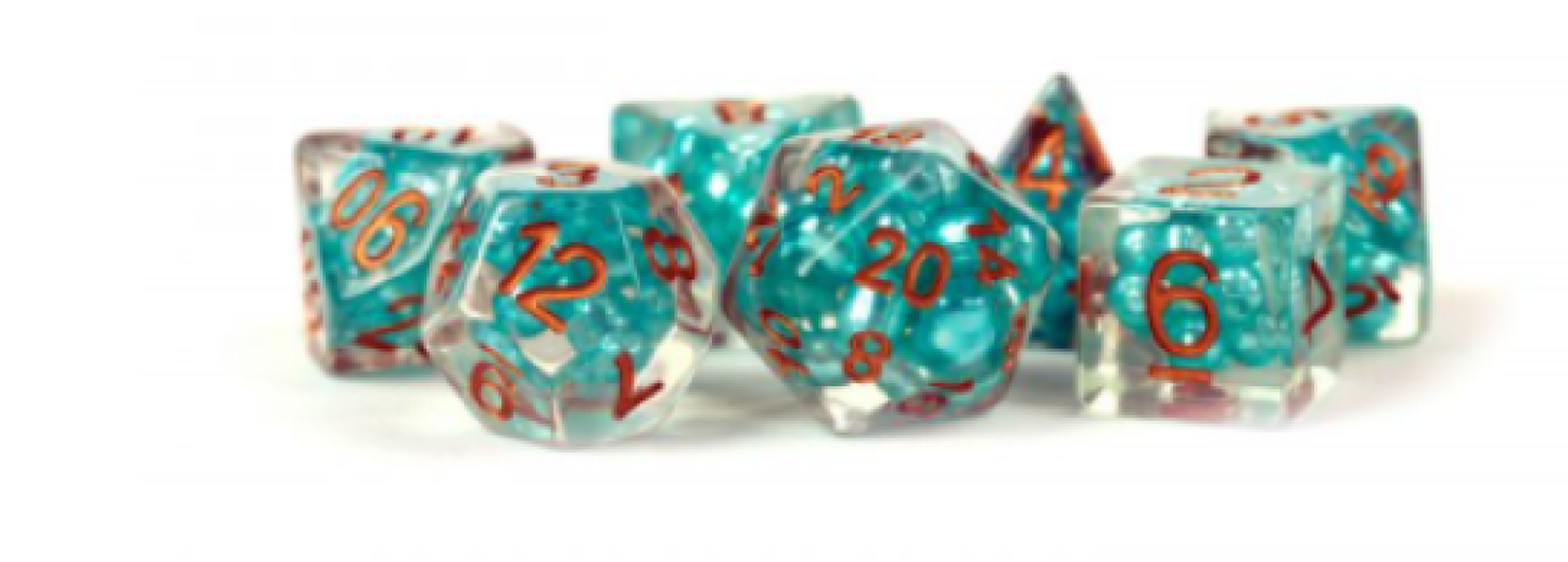 GRADIENT TEAL W/COPPER NUMBERS 7 POLY DICE SET