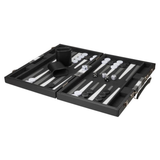 BACKGAMMON 15" BLACK GRAY WHITE