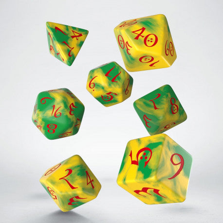 Q WORKSHOP: CLASSIC RPG DICE SET: YELLOW/GREEN & RED