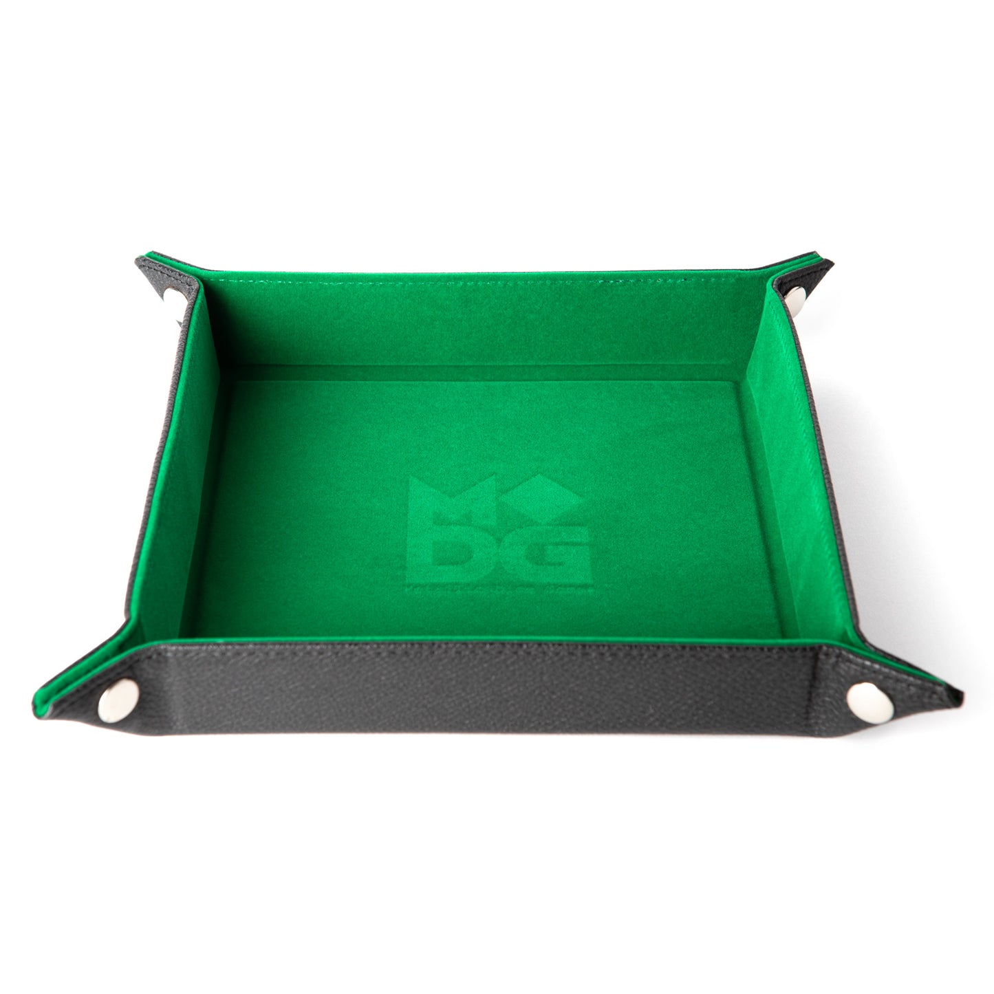 METALLIC DICE GAMES: DICE TRAY- VELVET GREEN