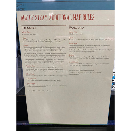 AGE OF STEAM DELUXE FRANCE & POLAND MAPS