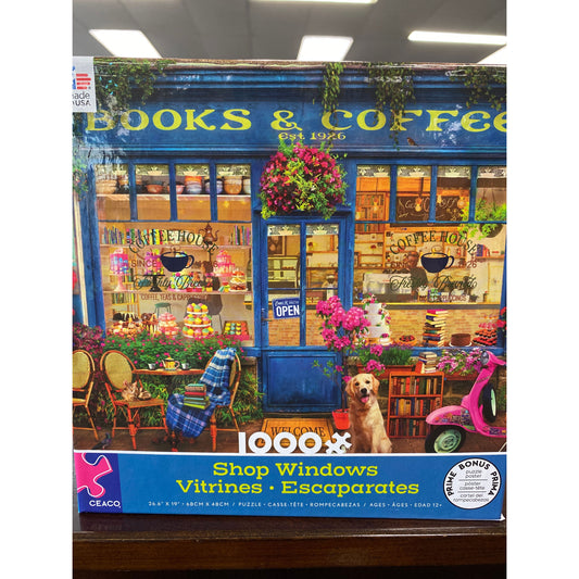 SHOP WINDOWS 1000PC BOOKS COFFEE