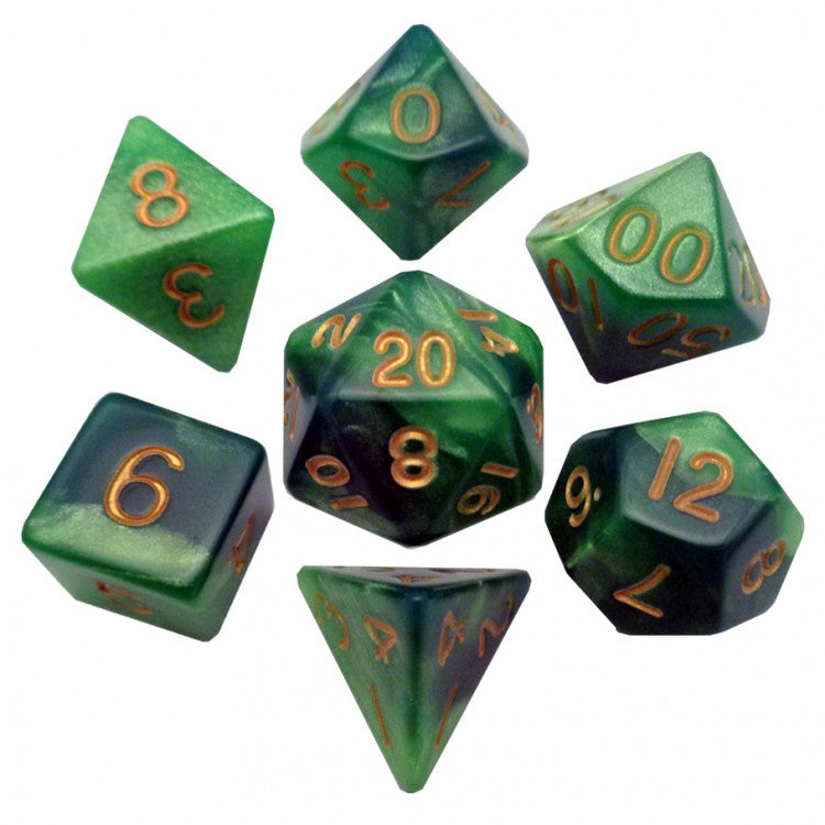 COMBO ATTACK GREEN & LIGHT GREEN POLY 7 DICE SET