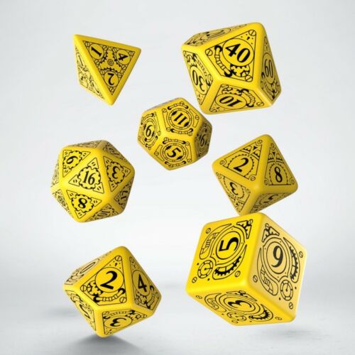 STEAMPUNK DICE SET- YELLOW AND BLACK